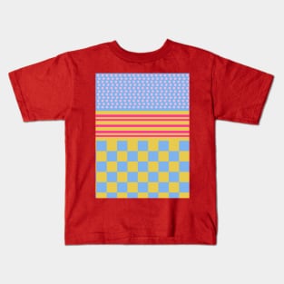 Polka Dots Stripes Checker Pastel Colors Patchwork Kids T-Shirt